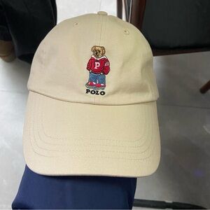 Polo by Ralph Lauren Tan Cap with Bear Embroidery